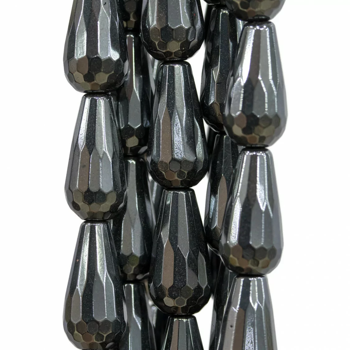 Ematite Naturale Gocce Briolette Sfaccettate 8x16mm Semiopaco-EMATITE | Worldofjewel.com