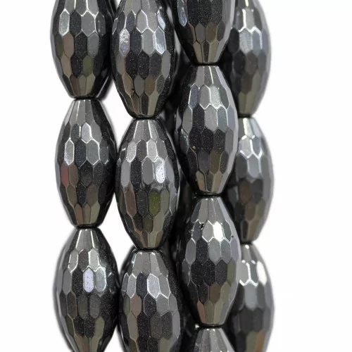 Ematite Riso Sfaccettato 8x16mm SemiOpaco Naturale-EMATITE | Worldofjewel.com