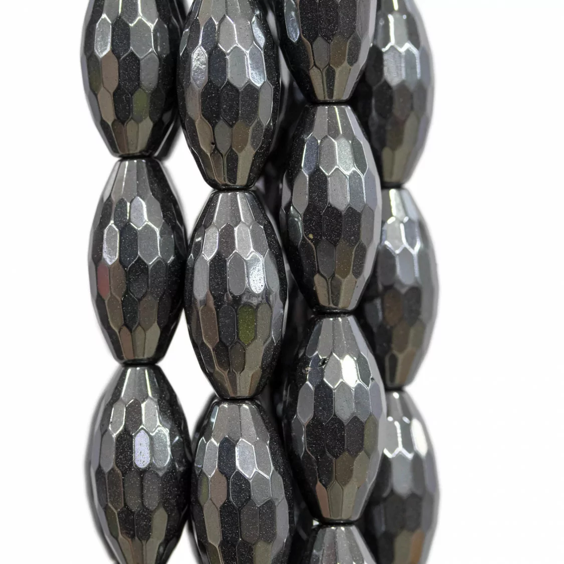 Ematite Naturale Riso Sfaccettato 8x16mm SemiOpaco-EMATITE NATURALE | Worldofjewel.com