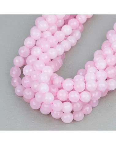 Quarzo Rosa Perlina Tonda Sfaccettata 8mm Milk Intenso-QUARZO ROSA | Worldofjewel.com