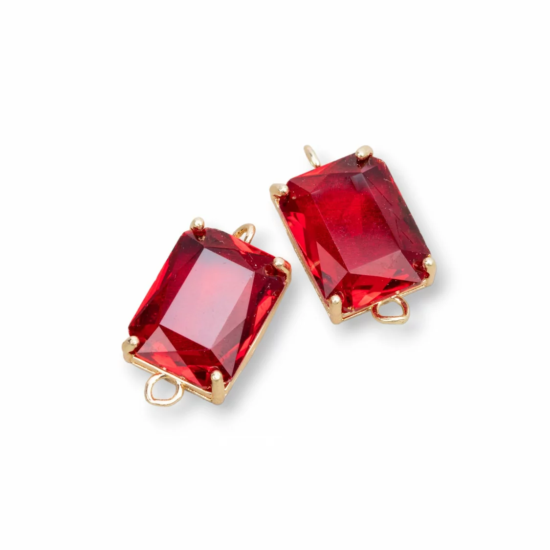 Componente Intramezzo Di Bronzo Con Cristalli CZ Rettangolo Sfaccettato 12x16mm 8pz Rosso Bordeaux- RETTANGOLO | Worldofjewel.com