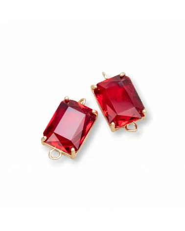 Componente Intramezzo Di Bronzo Con Cristalli CZ Rettangolo Sfaccettato 12x16mm 8pz Rosso Bordeaux- RETTANGOLO | Worldofjewel.com