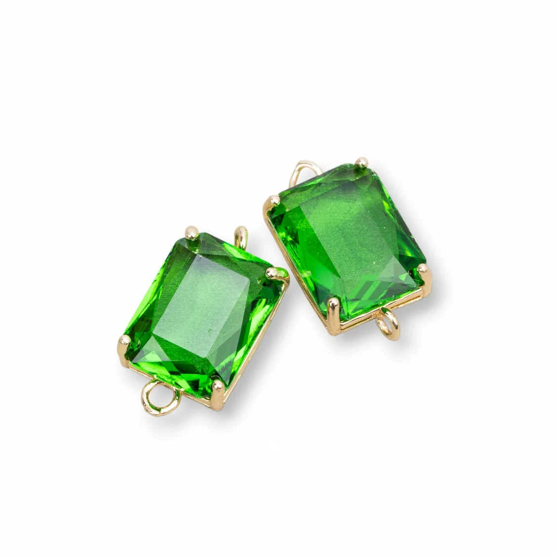 Componente Intramezzo Di Bronzo Con Cristalli CZ Rettangolo Sfaccettato 12x16mm 8pz Verde- RETTANGOLO | Worldofjewel.com