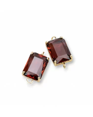 Componente Intramezzo Di Bronzo Con Cristalli CZ Rettangolo Sfaccettato 12x16mm 8pz Viola- RETTANGOLO | Worldofjewel.com