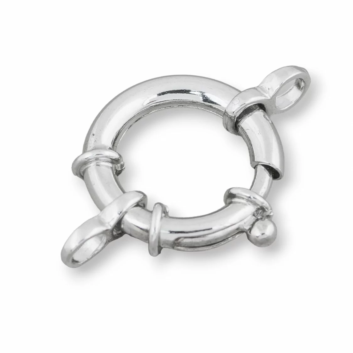 Chiusura Di Argento 925 Anello A Molla 18mm Con Ottino Canna 4mm Esterno 1pz Rodiato-CHIUSURE DI ARGENTO | Worldofjewel.com