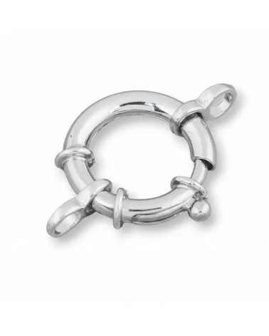 Chiusura Di Argento 925 Anello A Molla 18mm Con Ottino Canna 4mm Esterno 1pz Rodiato-CHIUSURE DI ARGENTO | Worldofjewel.com