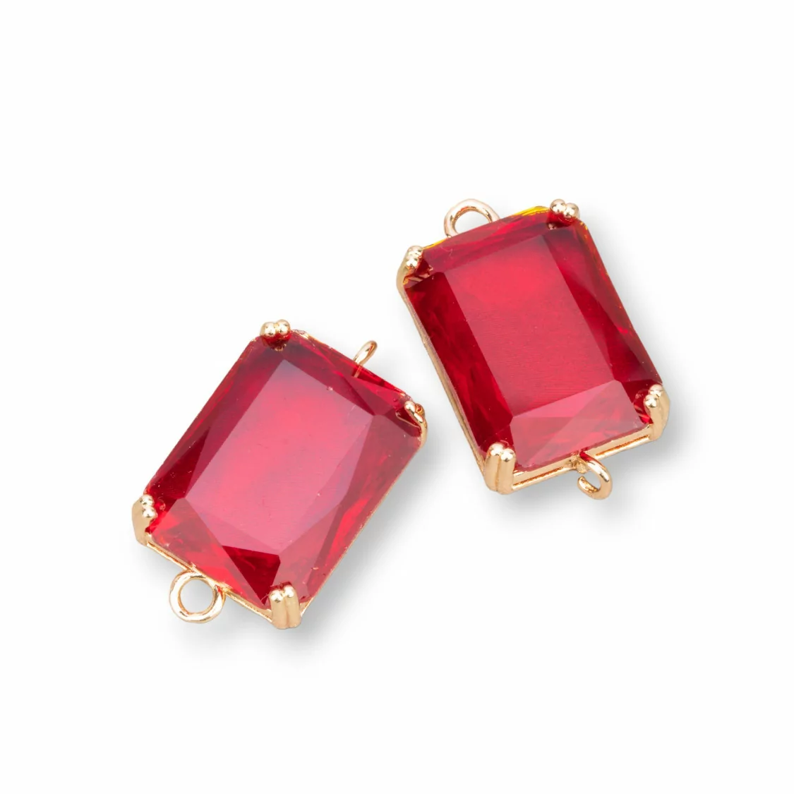 Componente Intramezzo Di Bronzo Con Cristalli CZ Rettangolo Sfaccettato 15x20mm 6pz Rosso- RETTANGOLO | Worldofjewel.com