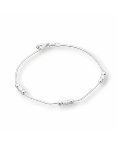 Bracciale Di Argento 925 'Alice' Con Catena Cobra E 3 Punti Luce 3mm Lungo 18,5cm 1pz Argentato-BRACCIALI DI ARGENTO 925 | Worldofjewel.com