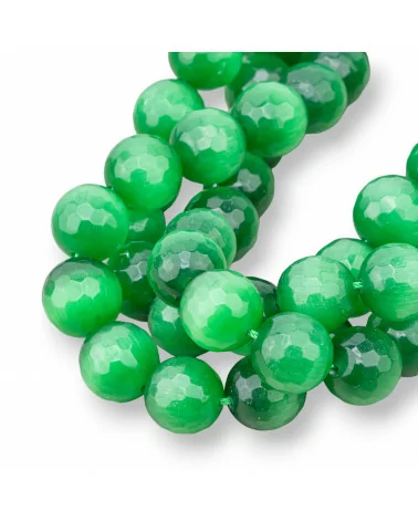 Occhio Di Gatto Verde Perlina Tonda Sfaccettata 14mm-VERDE | Worldofjewel.com