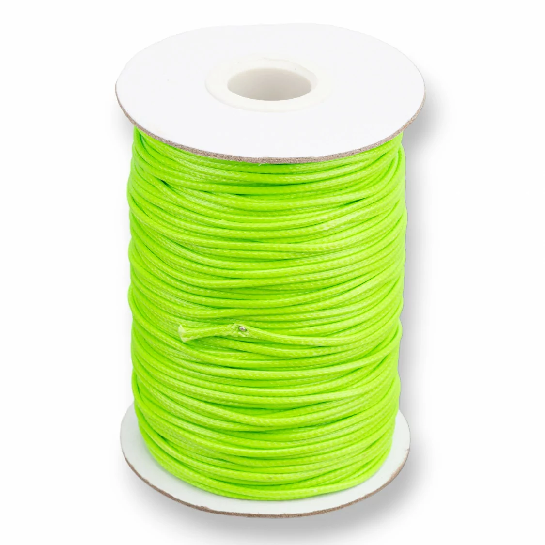 Cordone Cordoncino In Cotone Cerato 1,5mm 80 Metri Verde Fluo-CORDONCINO CERATO | Worldofjewel.com