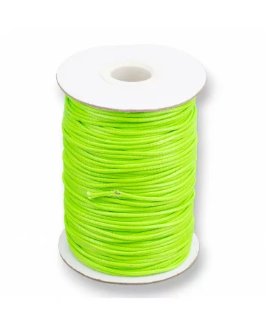 Cordone Cordoncino In Cotone Cerato 1,5mm 80 Metri Verde Fluo-CORDONCINO CERATO | Worldofjewel.com