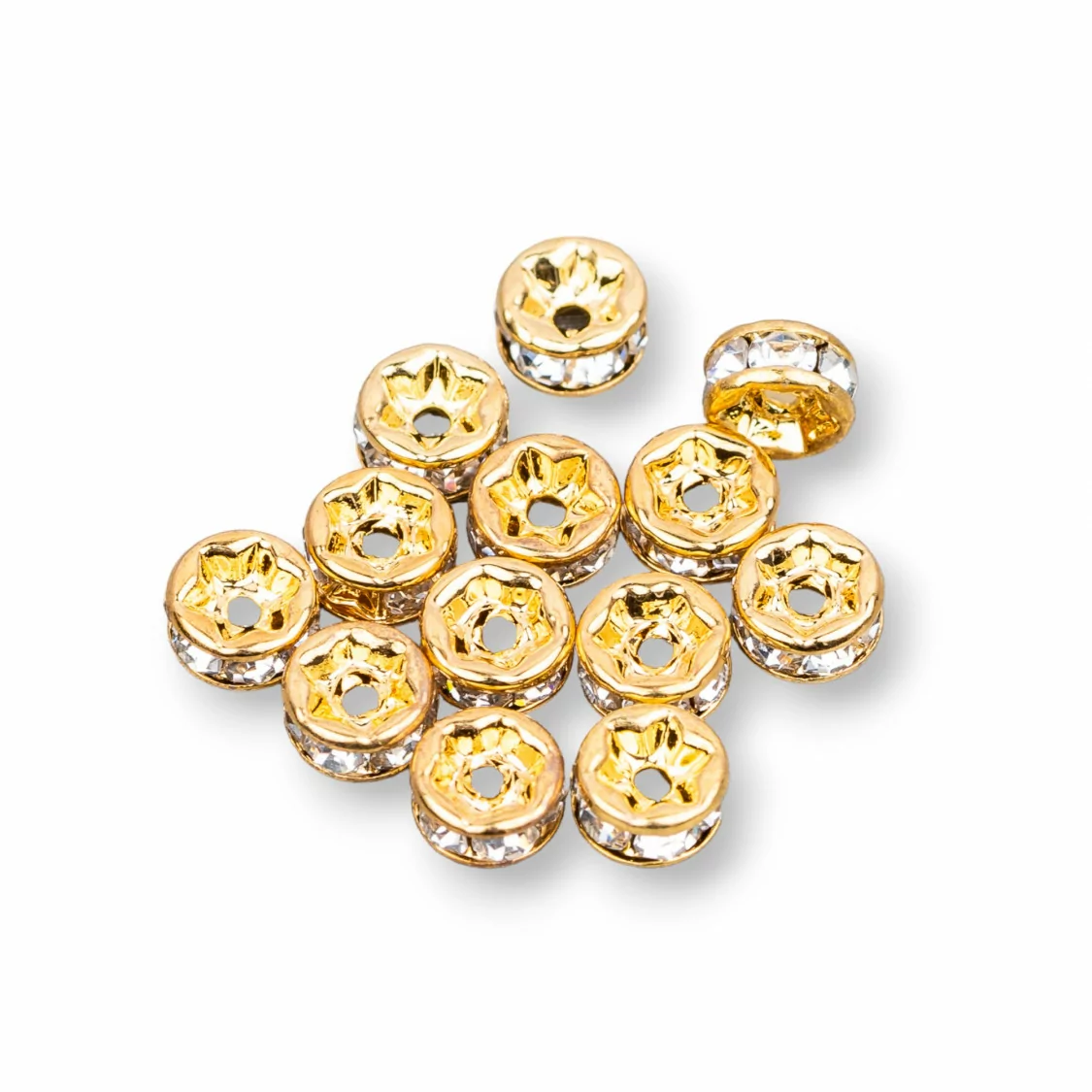 Distanziatore Rondelle Strass Di Acciaio 6mm 100pz Dorato-CONNETTORI CON STRASS | Worldofjewel.com