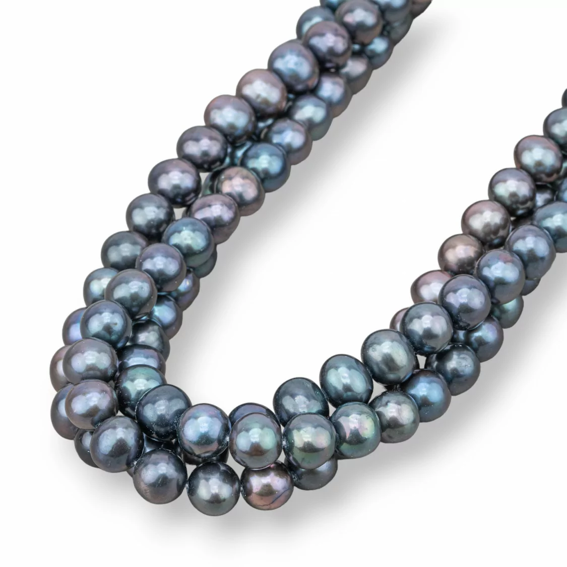 Perle di Fiume Tondo 8,0-8,5mm AA+ Grigio Scuro Rigato-LINEA ALTA | Worldofjewel.com