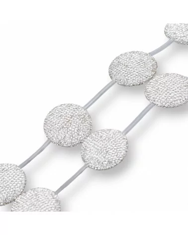 Perline a Filo Di Marcasite Strass Tondo Piatto 33mm 6pz Bianco-PERLINE CON MARCASITE STRASS | Worldofjewel.com