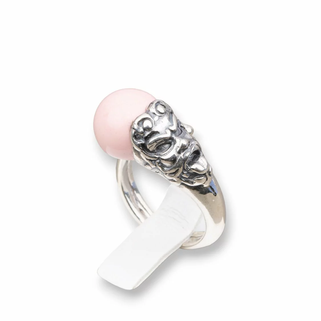 Anello Di Argento 925 Made in ITALY 20x28mm Misura Regolabile Con Pasta Di Corallo Rosa 4Fiori-ANELLI DI ARGENTO 925 | Worldofjewel.com