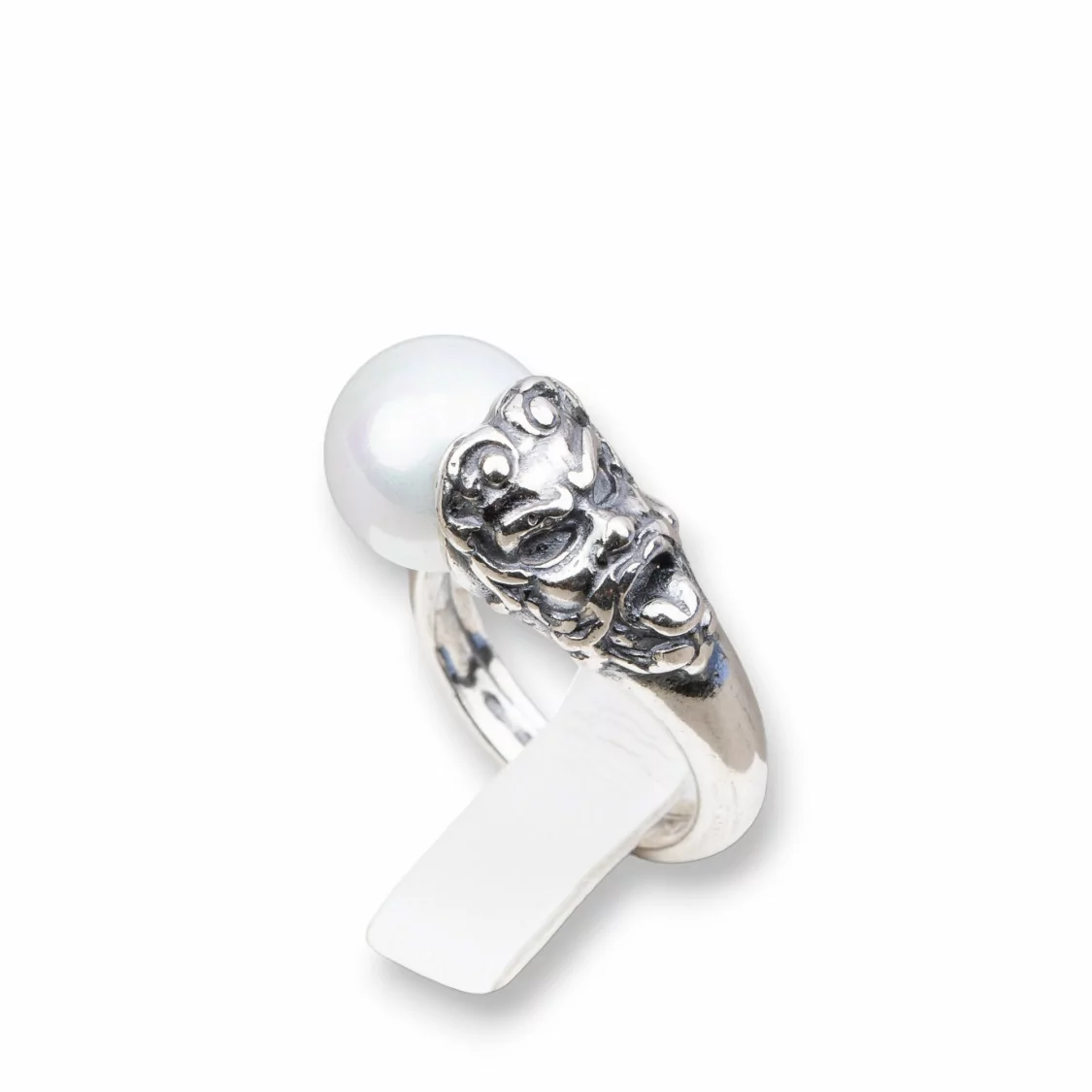 Anello Di Argento 925 Made in ITALY 20x28mm Misura Regolabile Con Perle Di Maiorca-ANELLI DI ARGENTO 925 | Worldofjewel.com