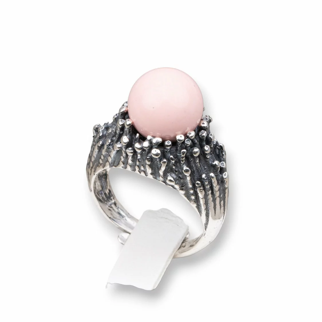 Anello Di Argento 925 Made in ITALY 21x30mm Misura Regolabile Con Pasta Di Corallo Rosa 4Fiori-ANELLI DI ARGENTO 925 | Worldofjewel.com