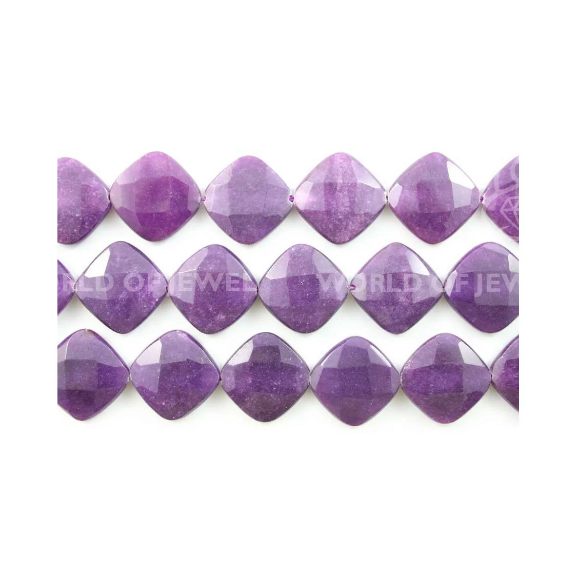 Giada Viola Quadrato Piatto Foro Diagonale Sfaccettato 12mm-GIADA VIOLA | Worldofjewel.com