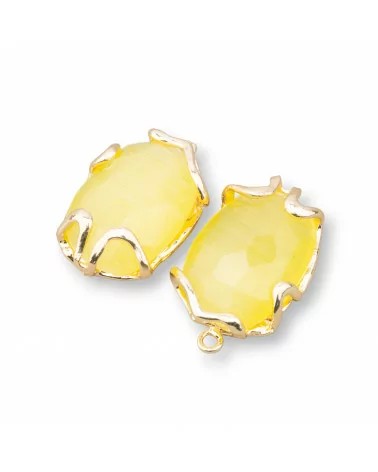 Connettore Componente Di Bronzo Con Occhio Di Gatto 16x26mm 6pz Giallo Chiaro- STELLA DEL MATTINO | Worldofjewel.com