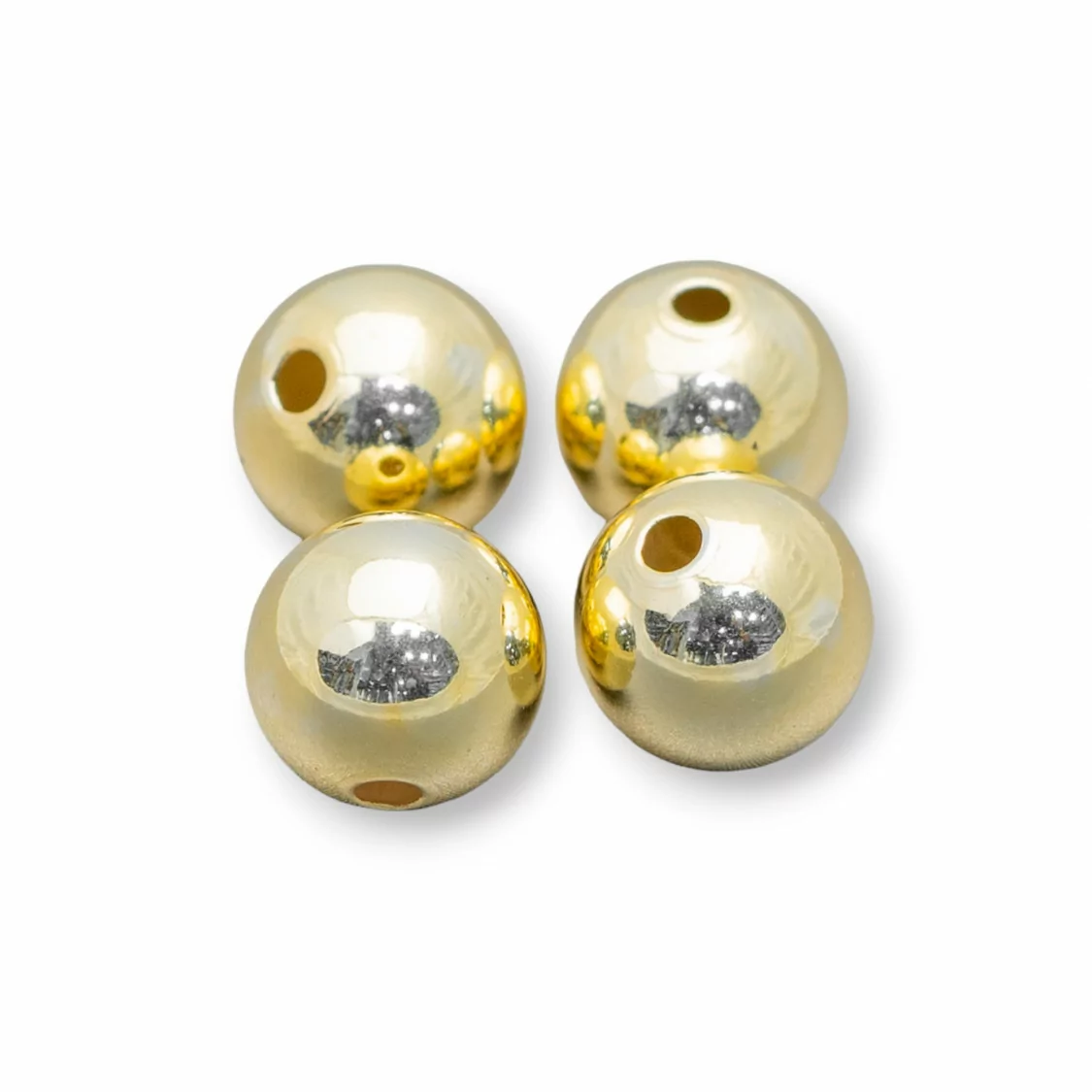 Distanziatore Palline Di Argento 925 10mm Foro 3,0mm Dorato 5pz-PALLINE LISCE | Worldofjewel.com