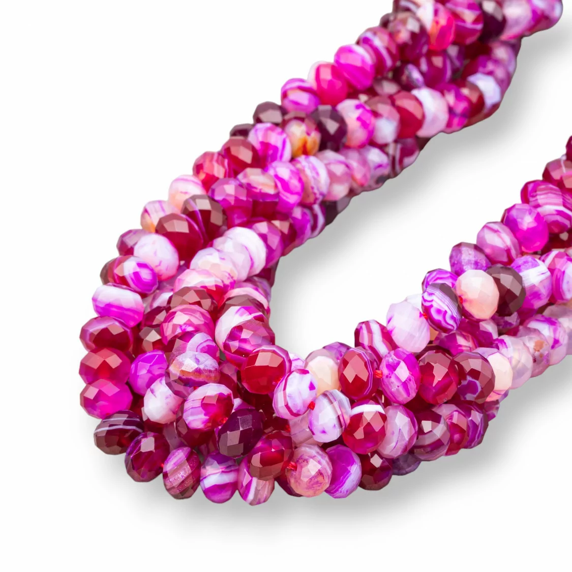 Agata Fucsia Striata Rondelle Sfaccettate 8x5mm-AGATA FUCSIA | Worldofjewel.com