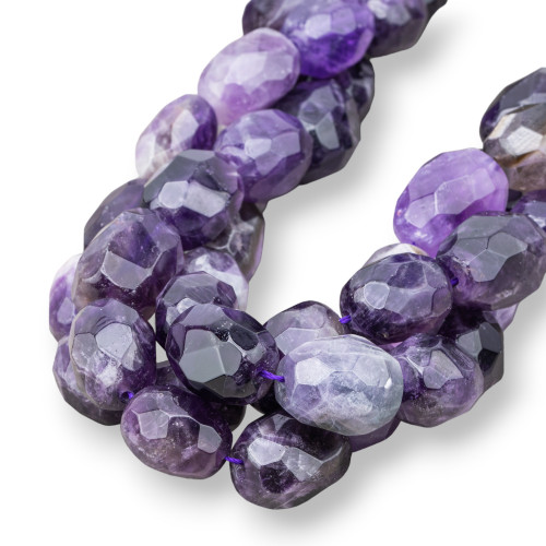 Amethyst Tumbled Faceted Stone 12-15x16-22mm