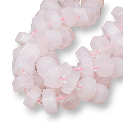 Rose Quartz Rondelle Ακανόνιστη τραχιά κοπή 14-16mm