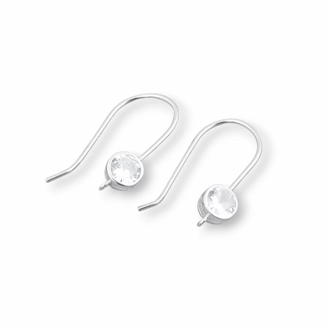 Base Per Orecchini Di Argento 925 A Monachella Con Punto Luce 6mm 4 Paia Rodiato-BASI DI ARGENTO 925 | Worldofjewel.com