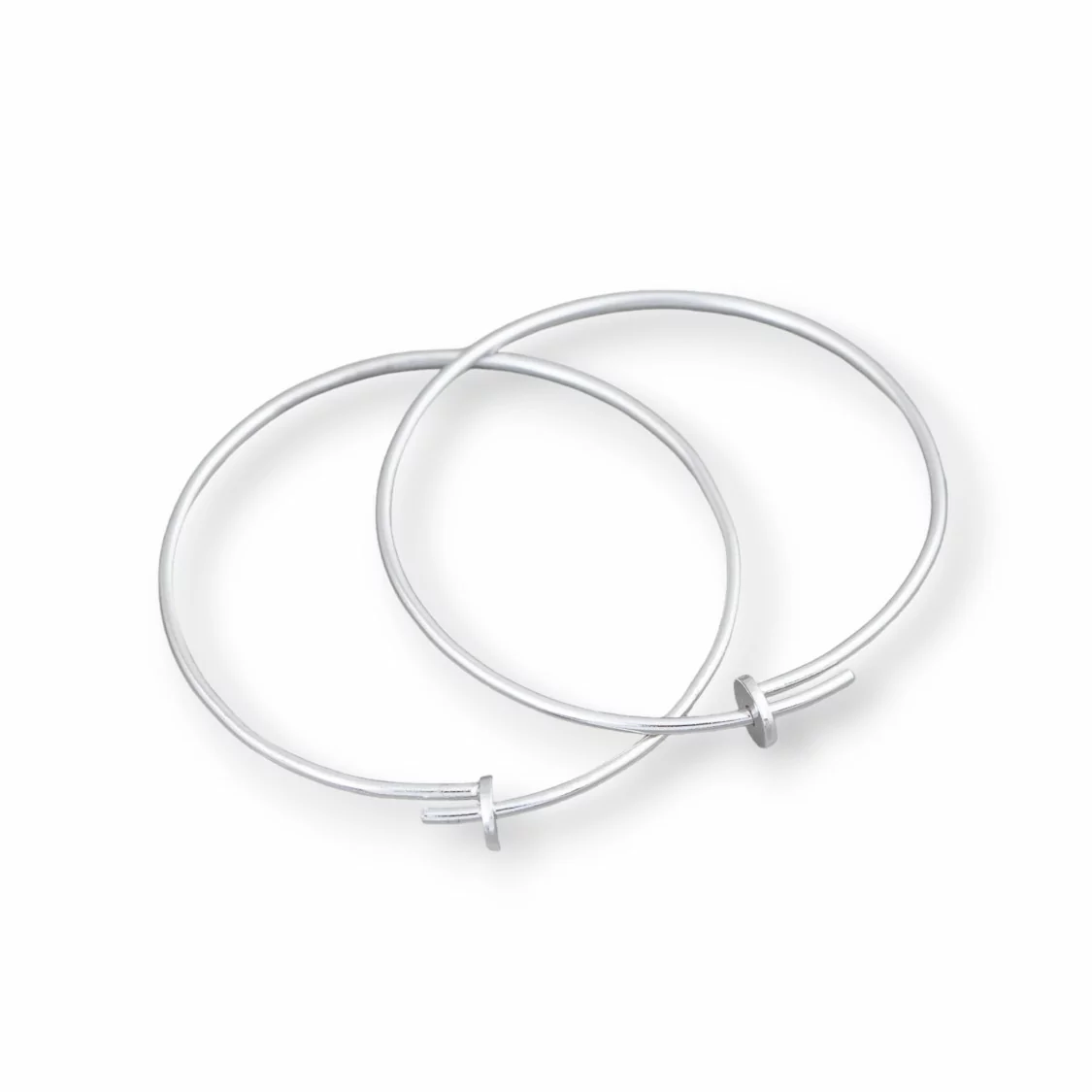 Base Per Orecchini Di Argento 925 Cerchio Liscio 20mm 4 Paia Rodiato-BASI DI ARGENTO 925 | Worldofjewel.com