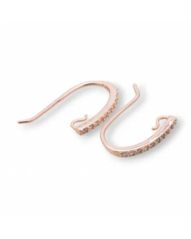 Base Per Orecchini Di Argento 925 Monachella Con Zirconi 2x22mm 4 Paia Oro Rosa-BASI DI ARGENTO 925 | Worldofjewel.com