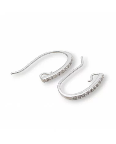 Base Per Orecchini Di Argento 925 Monachella Con Zirconi 2x22mm 4 Paia Rodiato-BASI DI ARGENTO 925 | Worldofjewel.com