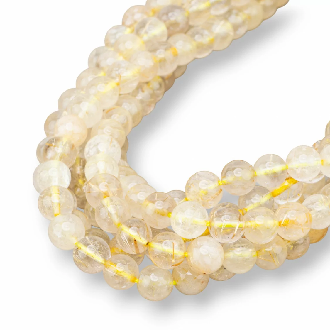 Quarzo Rutilato Giallo Lemon Tondo Liscio 8mm-QUARZO RUTILATO | Worldofjewel.com