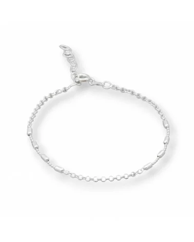 Bracciale Di Argento 925 Con Catena Rolò E Cilindri Distanziati 2x4mm Lungo 18cm + 3cm 1pz Argentato-BRACCIALI DI ARGENTO 925 | Worldofjewel.com