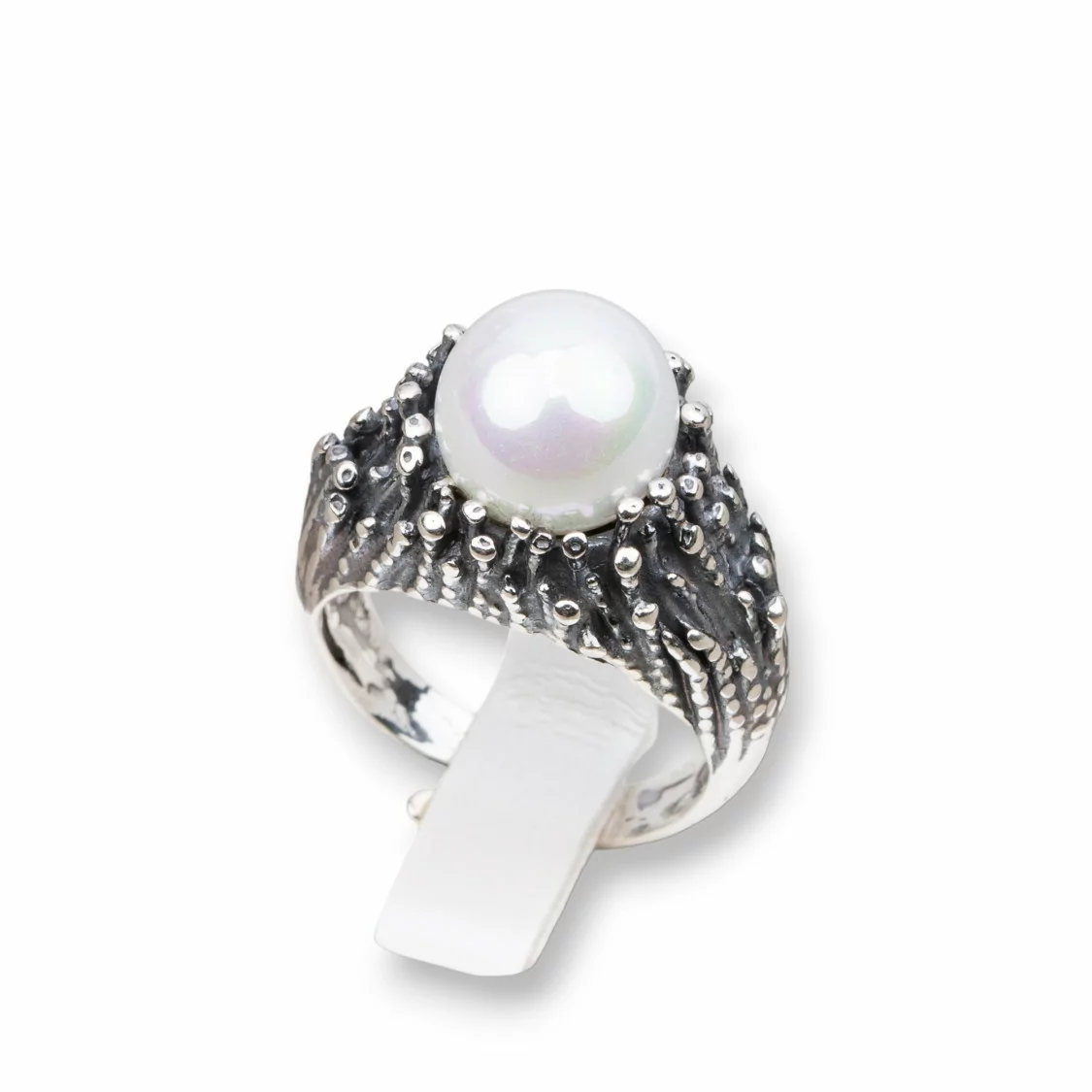 Anello Di Argento 925 Made in ITALY 21x30mm Misura Regolabile Con Perle Di Maiorca-ANELLI DI ARGENTO 925 | Worldofjewel.com