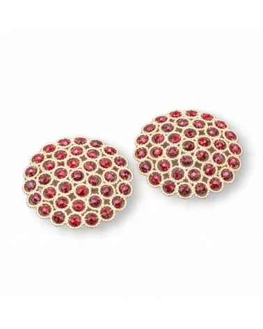 Componente Connettore Di Pietre Con Ottone E Perline Ammagliate Su Filigrana 33mm 2pz Dorato Ruby-COMPONENTI DI PIETRE DURE | Worldofjewel.com