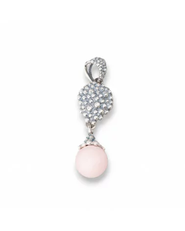 Pendente Di Argento 925 Made in ITALY 12x40mm Con Pasta Di Corallo Rosa 4Fiori-ARGENTO 925 DESIGN ITALY | Worldofjewel.com