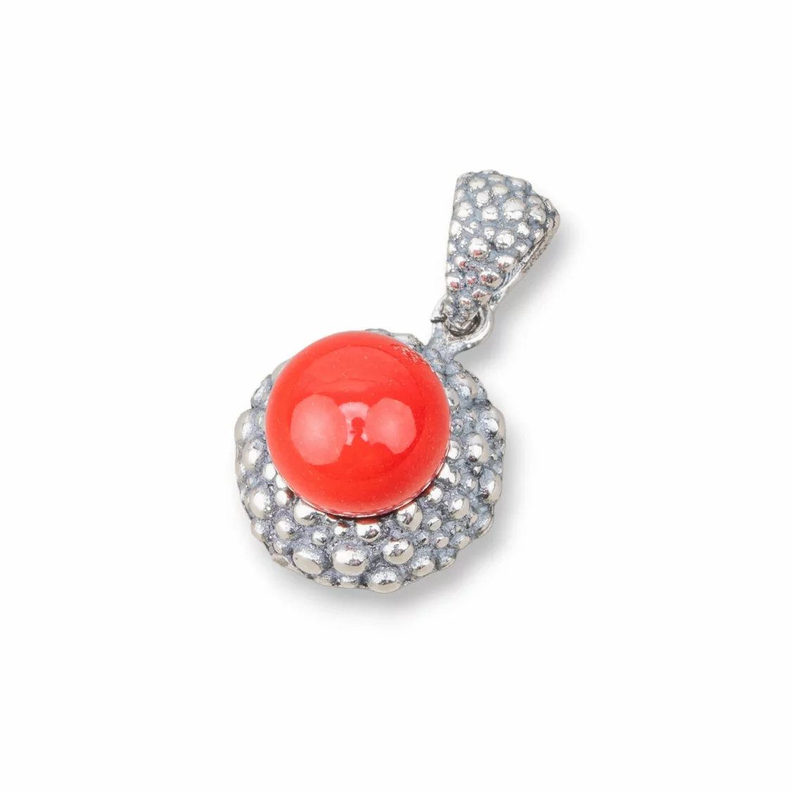 Pendente Di Argento 925 Made in ITALY 14x26mm Con Pasta Di Corallo 4Fiori-ARGENTO 925 DESIGN ITALY | Worldofjewel.com