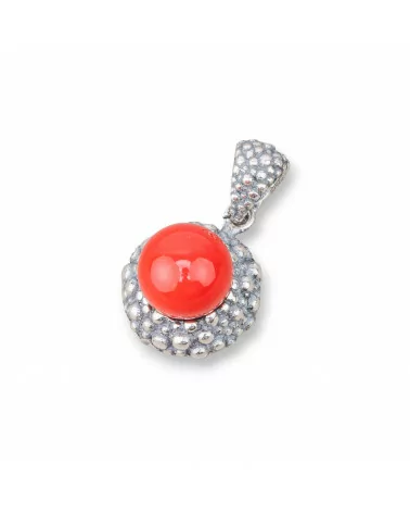 Pendente Di Argento 925 Made in ITALY 14x26mm Con Pasta Di Corallo 4Fiori-ARGENTO 925 DESIGN ITALY | Worldofjewel.com