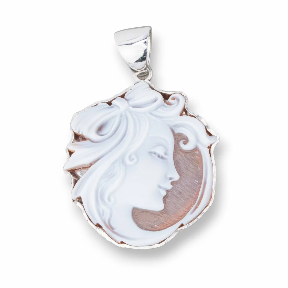 Pendente Di Argento 925 Made in ITALY 32x48mm Con Cameo Naturale-ARGENTO 925 DESIGN ITALY | Worldofjewel.com