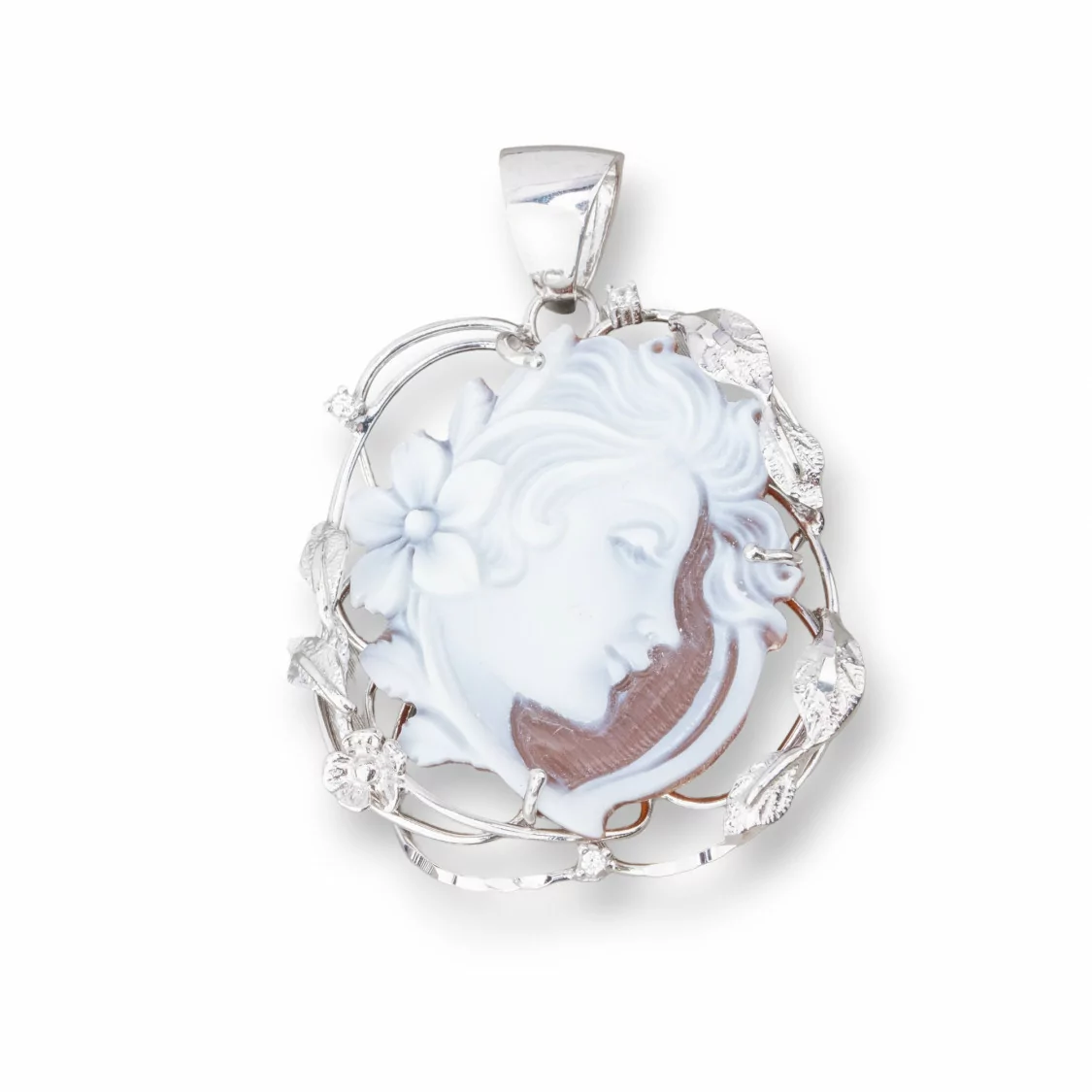 Pendente Di Argento 925 Made in ITALY 35x50mm Con Cameo Naturale-ARGENTO 925 DESIGN ITALY | Worldofjewel.com