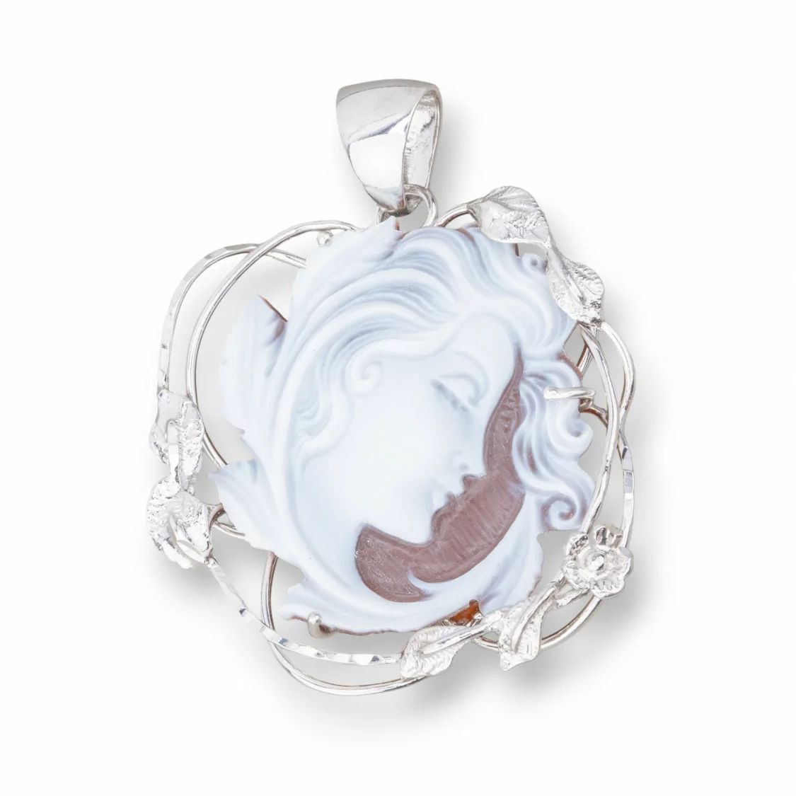 Pendente Di Argento 925 Made in ITALY 38x48mm Con Cameo Naturale-ARGENTO 925 DESIGN ITALY | Worldofjewel.com