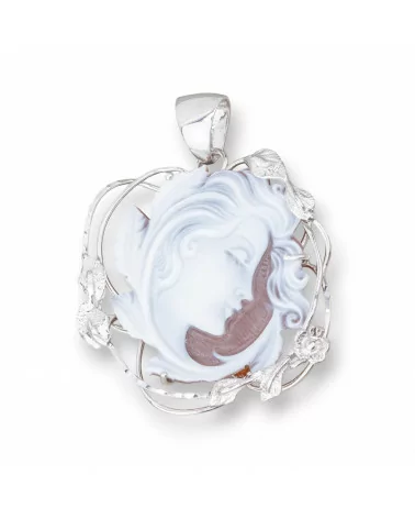 Pendente Di Argento 925 Made in ITALY 38x48mm Con Cameo Naturale-ARGENTO 925 DESIGN ITALY | Worldofjewel.com