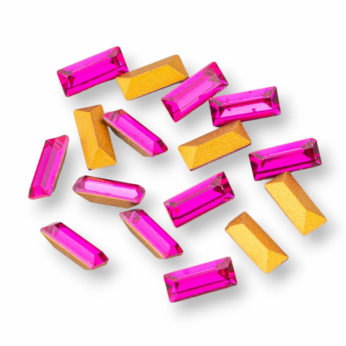 Swarovsky Rectangle ART. 4501 7x3mm GOLD FOILED Fuchsia 16pz-CRISTALLI SWAROVSKI | Worldofjewel.com