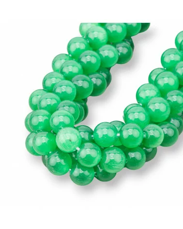 Occhio Di Gatto Verde Tondo Liscio 10mm-VERDE | Worldofjewel.com