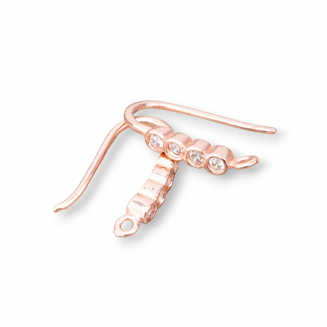 Orecchini A Monachella Di Argento 925 Con 4 Punti Luce 3x17mm 4 Coppie Oro Rosa-ARGENTO 925 DESIGN ITALY | Worldofjewel.com