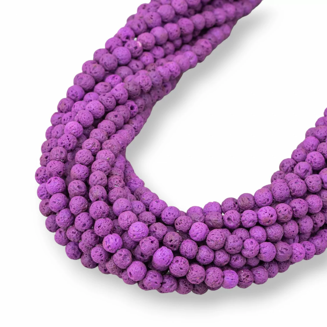 Pietra Lavica Vari Colori Tondo Liscio 4mm Viola-COLORI VARI | Worldofjewel.com