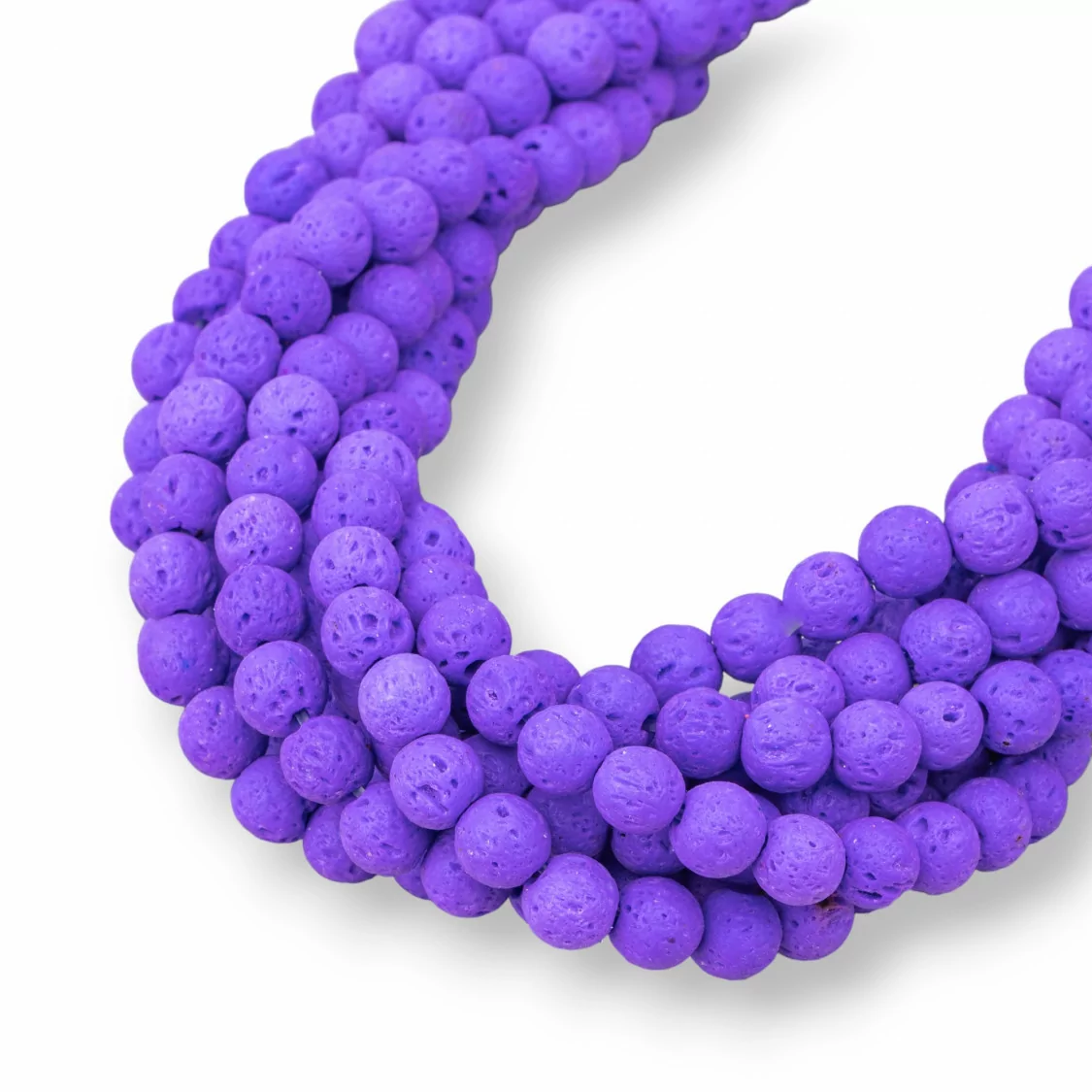 Pietra Lavica Vari Colori Tondo Liscio 6mm Viola-COLORI VARI | Worldofjewel.com