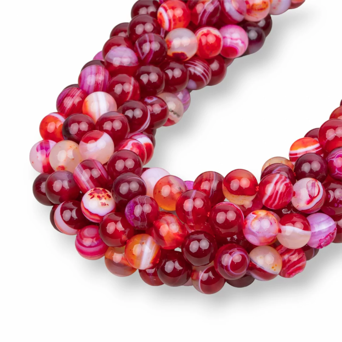 Agata Rossa Ruby Striata Tondo Liscio 10mm-AGATA ROSSA | Worldofjewel.com