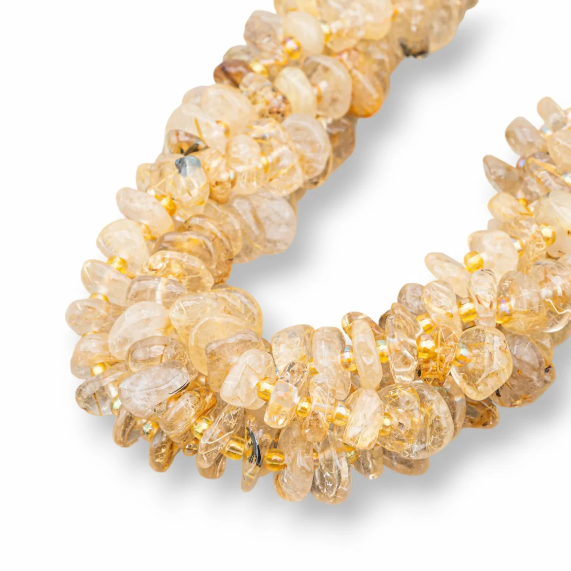 Quarzo Rutilato Giallo Rondelle Sasso Irregolare Burattato 8-13mm-QUARZO RUTILATO | Worldofjewel.com