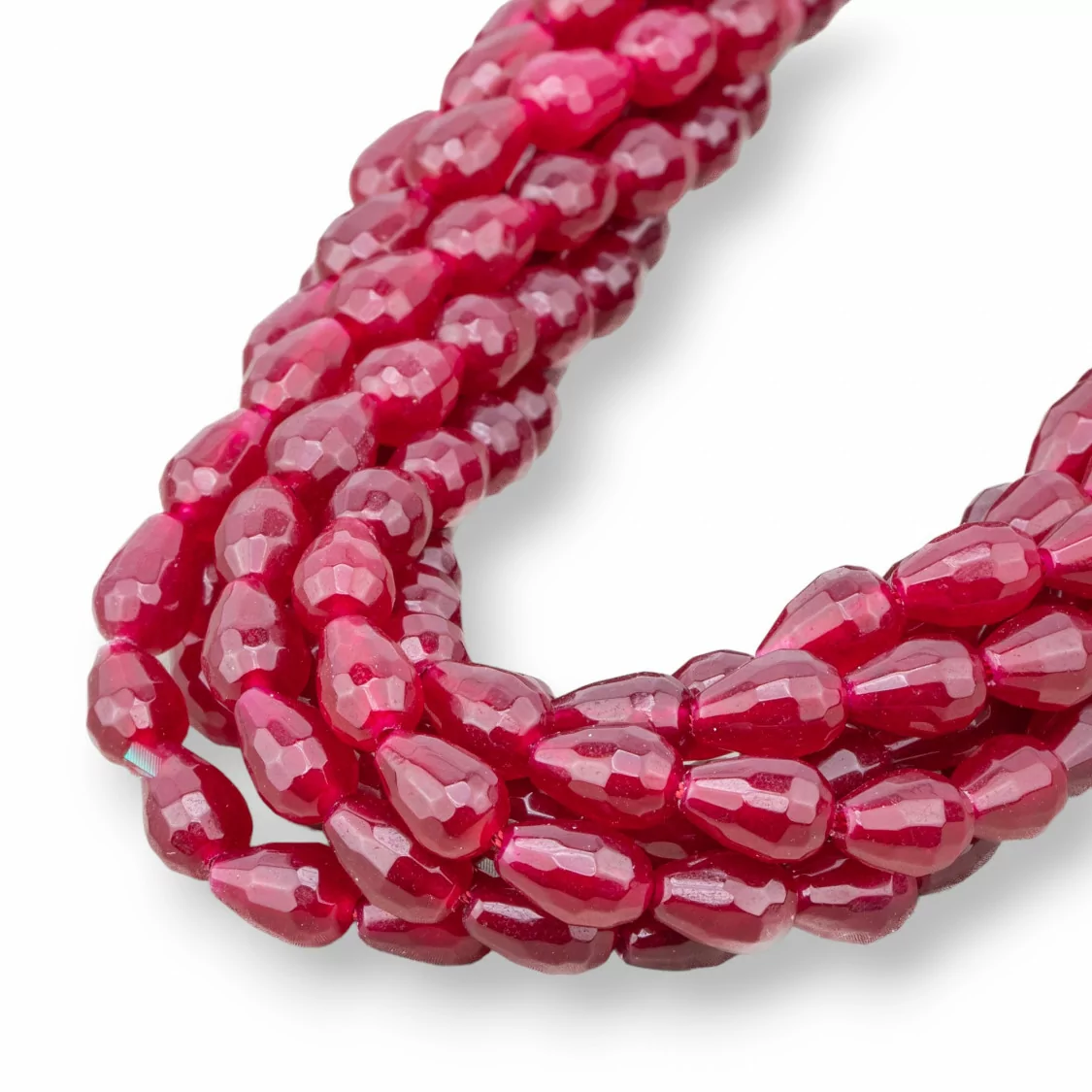 Giada Rubellite Gocce Briolette Sfaccettate 7x10mm-GIADA RUBELLITE | Worldofjewel.com